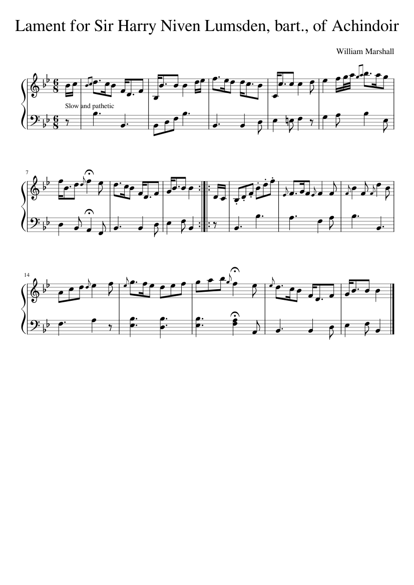 Lament for Sir Harry Niven Lumsden bart. of Achindoir