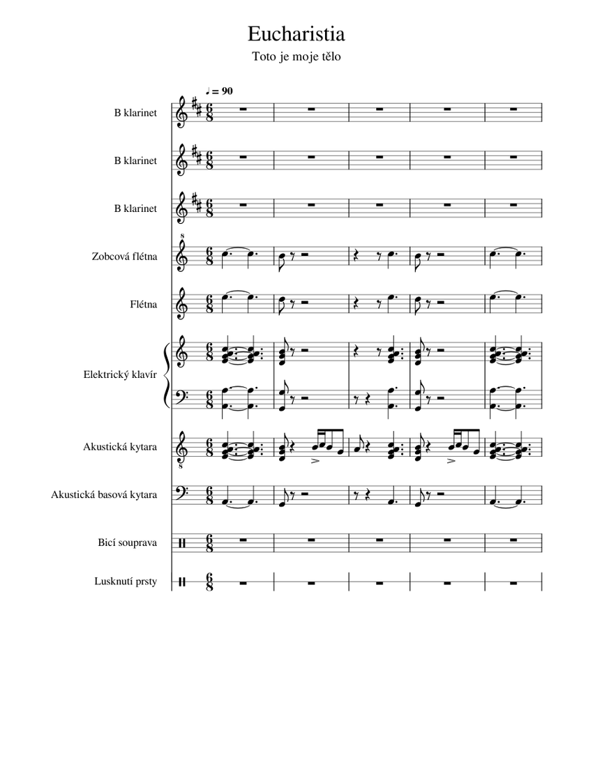 Eucharistia Arg Samuel Bortel Sheet Music For Flute Drum Group Clarinet In B Flat Guitar More Instruments Mixed Ensemble Musescore Com