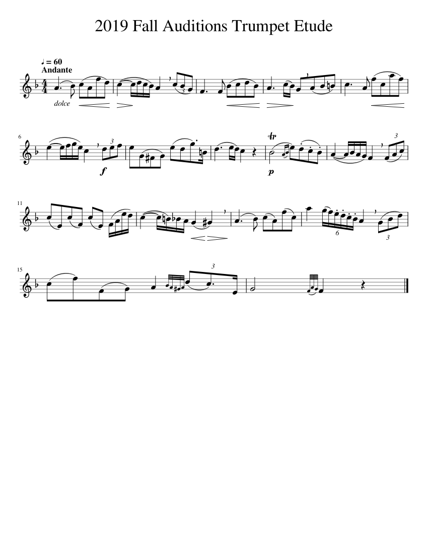2019 Fall Auditions Trumpet Etude Sheet music for Trumpet in bflat