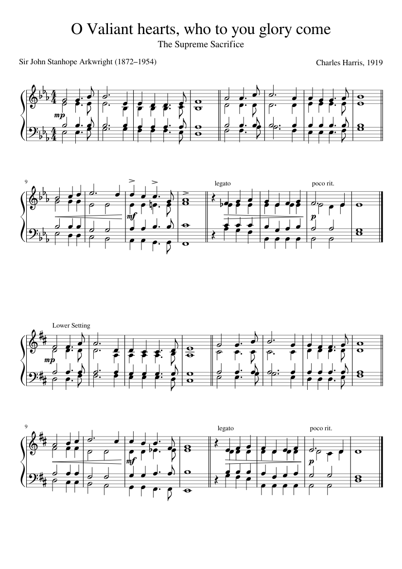 Hymn| O Valiant hearts, who to you glory come Sheet music for Organ (Solo)  | Musescore.com