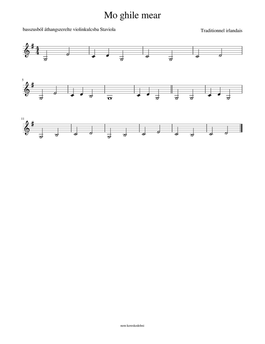 Mo ghile mear Sheet Music For Piano Solo Musescore