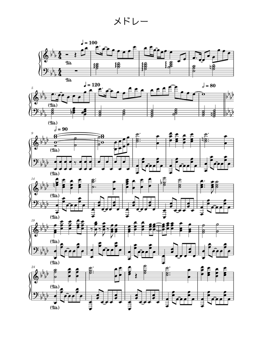 Yoasobi全曲メドレー Sheet Music For Piano Solo 