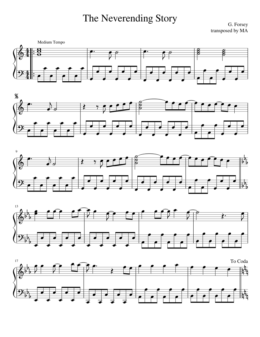 The Neverending Story Sheet music for Piano (Solo) | Musescore.com