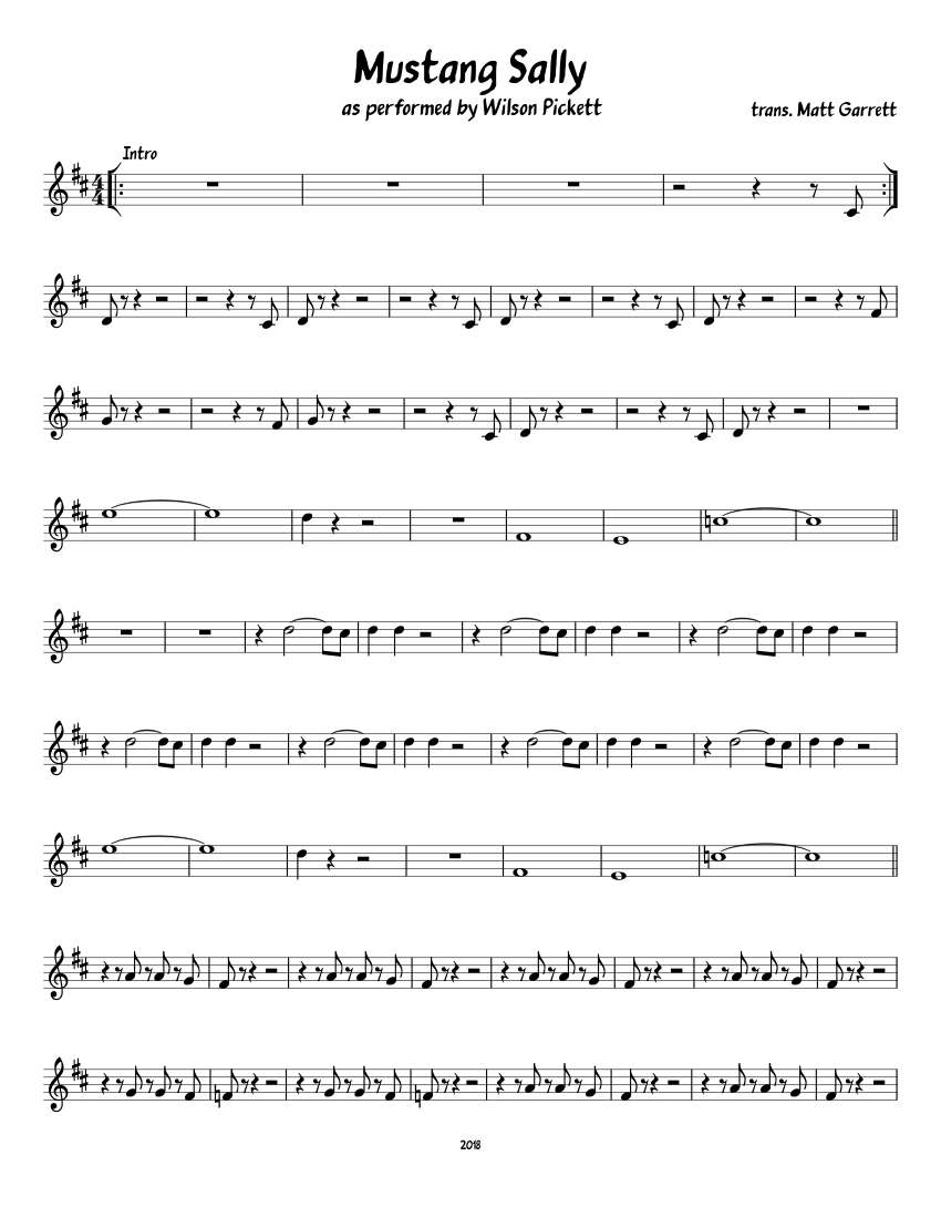BWK Mustang Sally Sheet music for Trumpet in b-flat (Solo) | Musescore.com