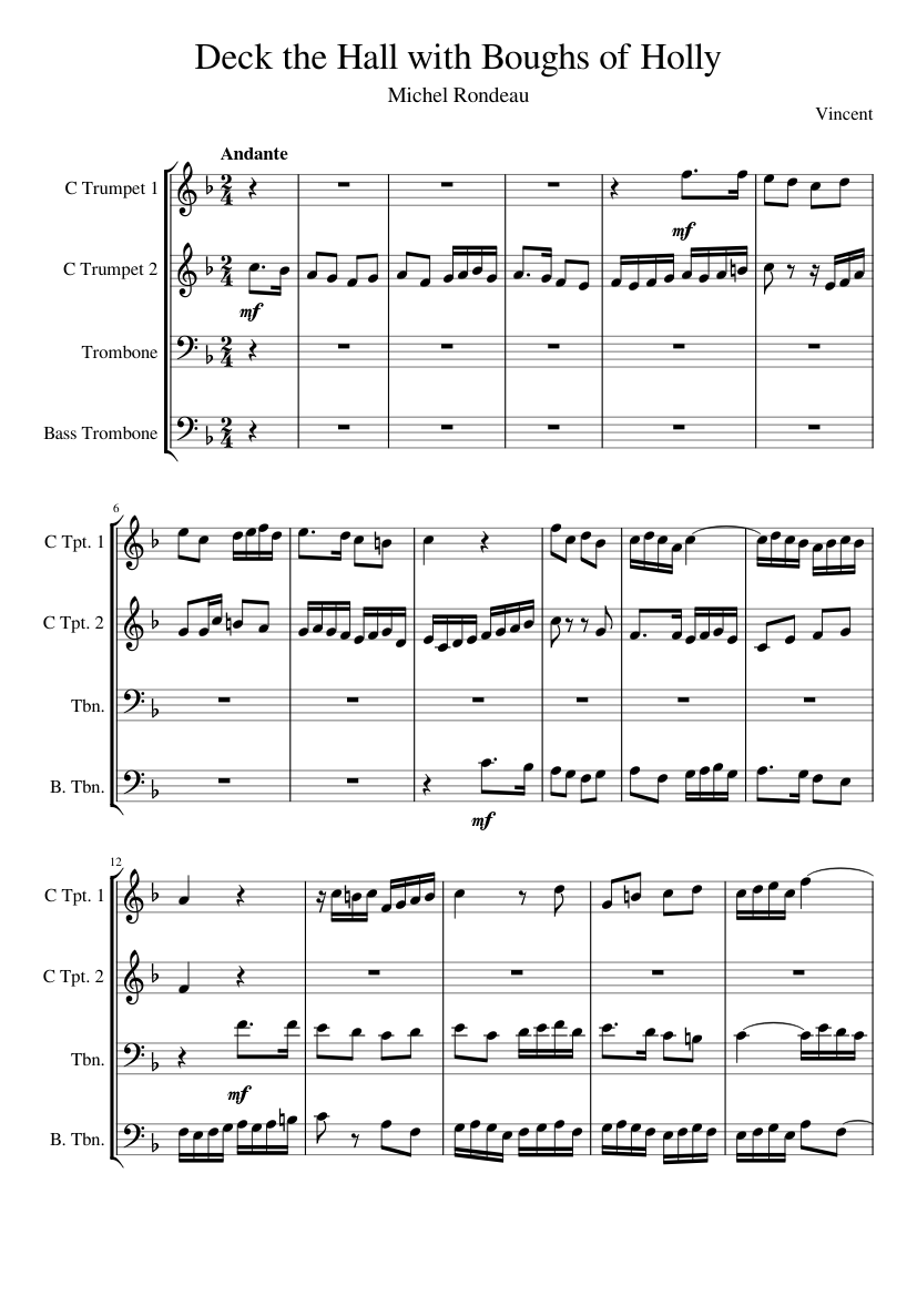 Michel Rondeau - Deck the Hall with Boughs of Holly Sheet music for ...