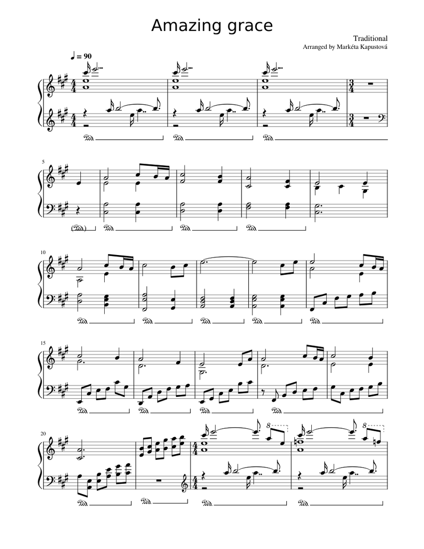 Amazing Grace (Arrangement for piano solo easy) Sheet music for Piano