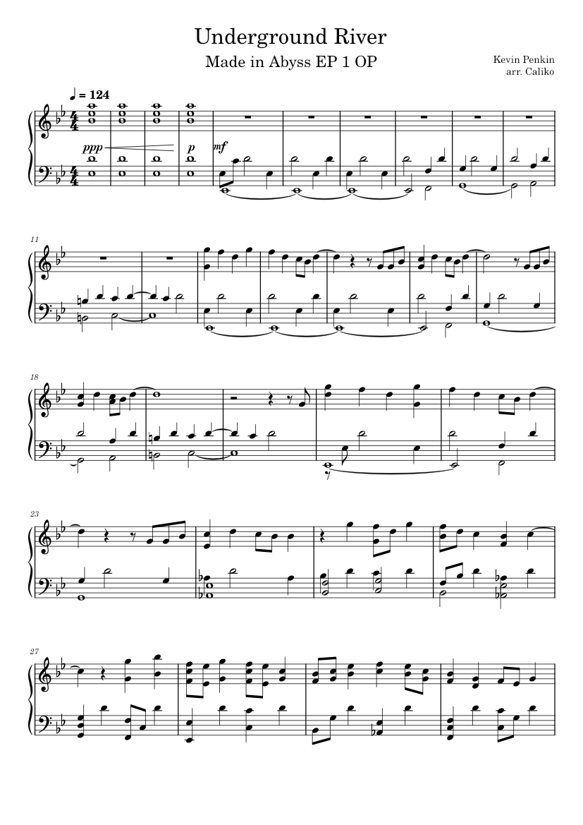 Underground River - Made in Abyss OST Sheet music for Piano (Solo ...