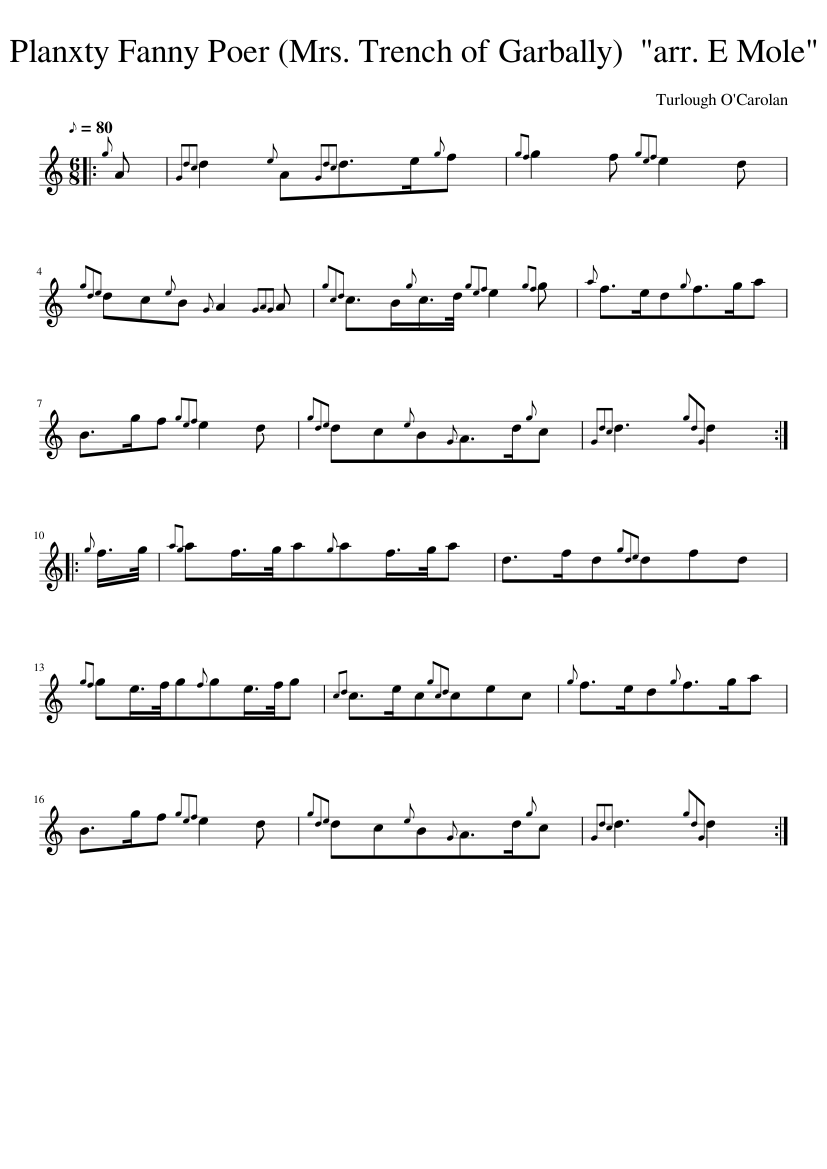 Planxty Fanny Poer (Mrs. Trench of Garbally) arr. E Mole