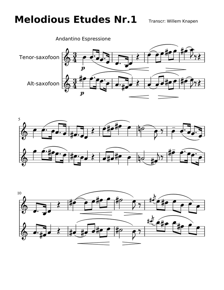 53 Melodious Etudes Nr 1 Alt Tenor Sheet music for Saxophone alto ...