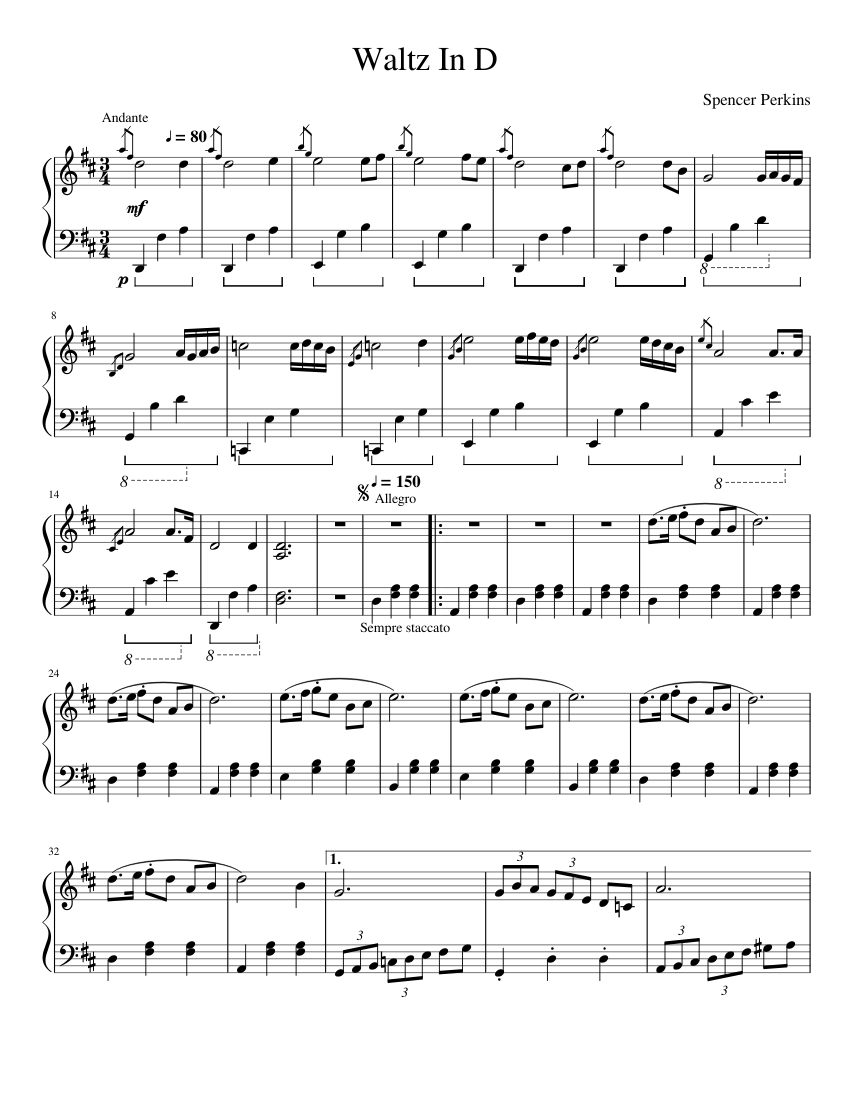 Waltz in D Sheet music for Piano (Solo) | Musescore.com