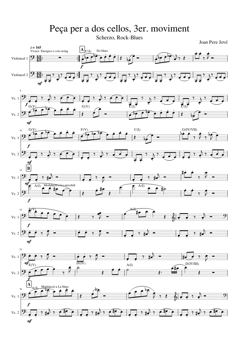 Two Cellos Music 3rd. mov. Scherzo-Blues