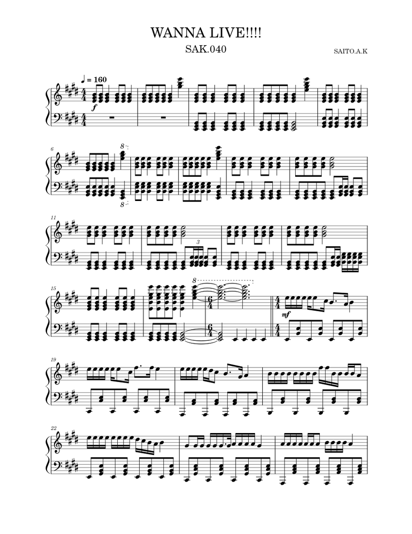 WANNA LIVE!!!! Sheet music for Piano (Solo) | Musescore.com