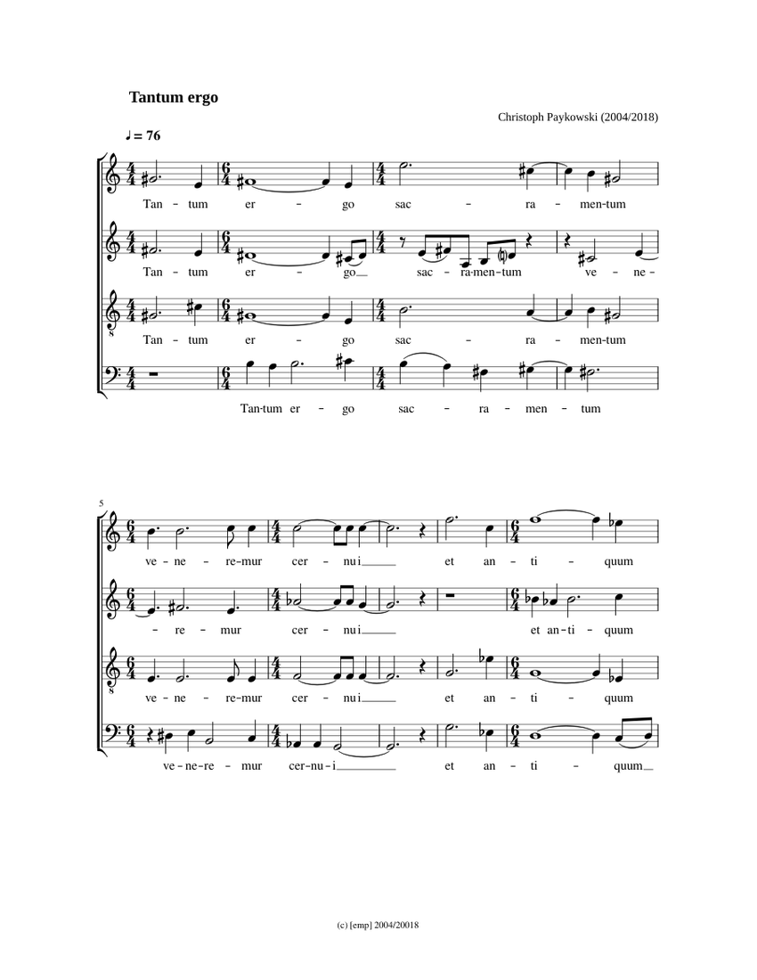 Tantum ergo [emp] Sheet music for Vocals (Choral) | Musescore.com