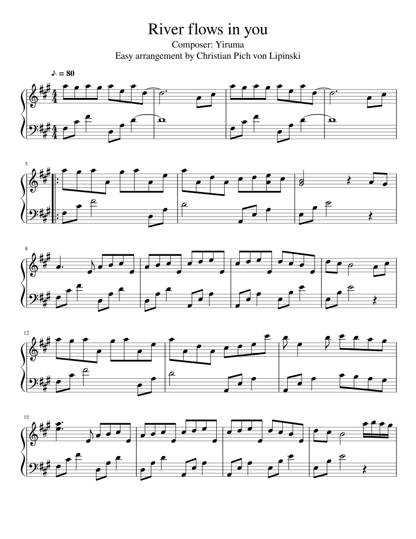 River Flows In You Easy Arrangement Sheet Music For Piano Solo Musescore Com