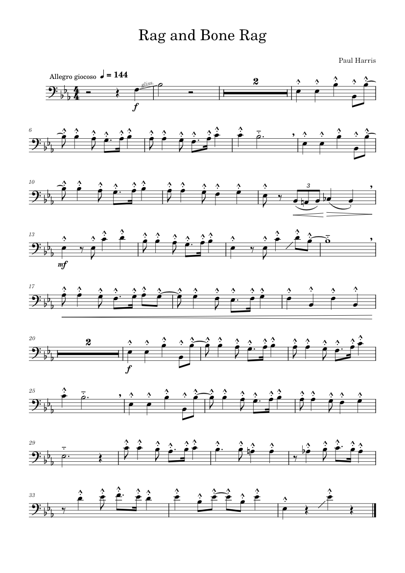 Trombone Rag Rag and Bone Rag v2 Sheet Music for Trombone (Solo) | MuseScore.com