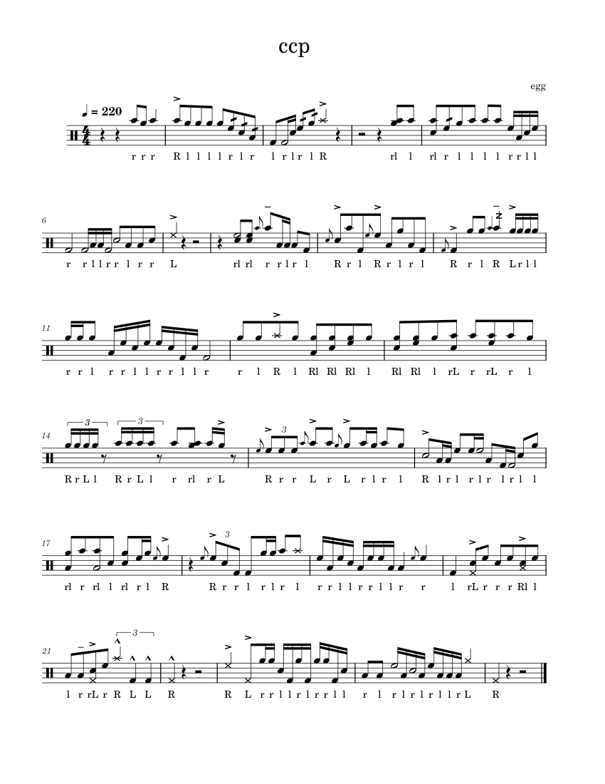 Listen – RCC ccp 2018 quad break Sheet Music for Tenor drum (Indoor ...