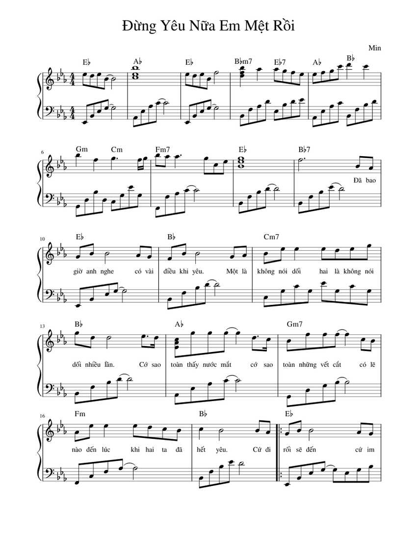 Đừng_Yêu_Nữa_Em_Mệt_Rồi Sheet music for Piano (Solo) | Musescore.com