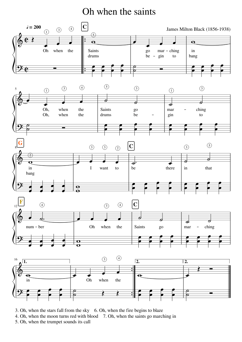 Oh when the Saints Sheet music for Piano (Solo) | Musescore.com