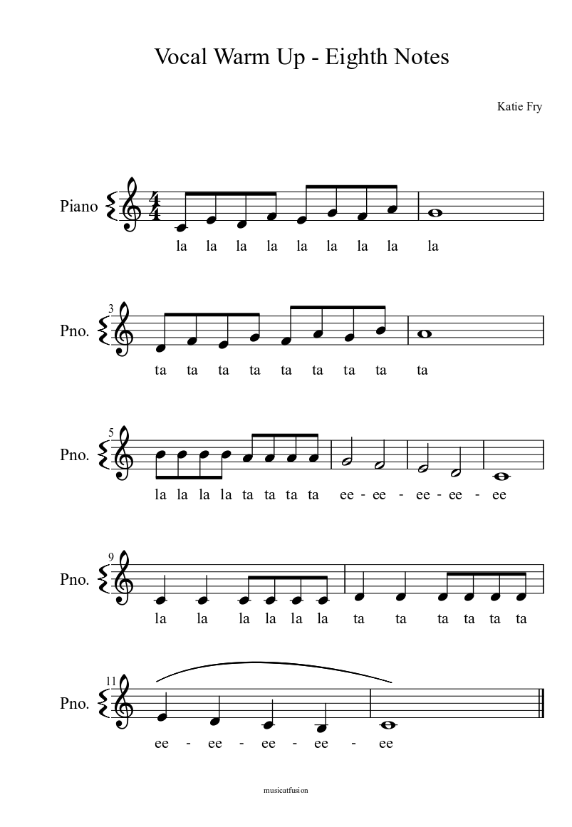 Vocal Warm Up - Eighth Notes Sheet music for Piano (Solo) | Musescore.com