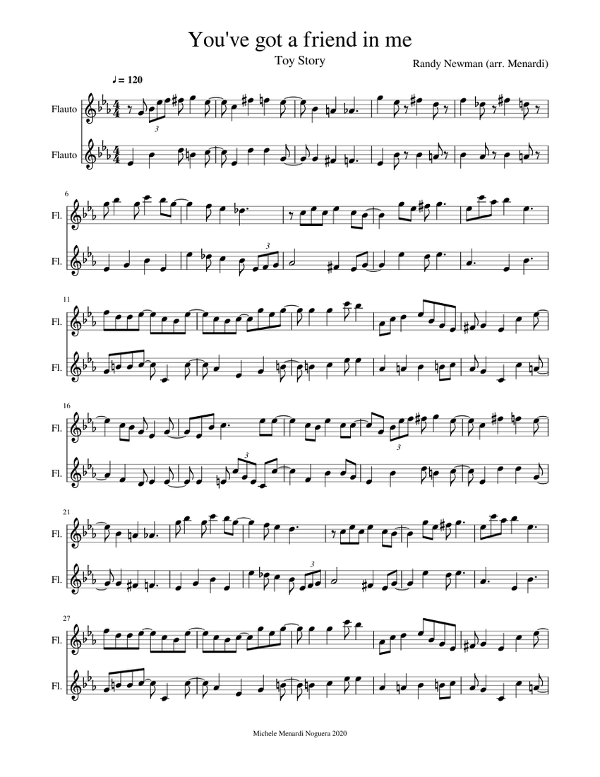 Toy Story You Ve Got A Friend In Me For Flute Duet Sheet Music For Flute Woodwind Duet Download And Print In Pdf Or Midi Free Sheet Music For You Got