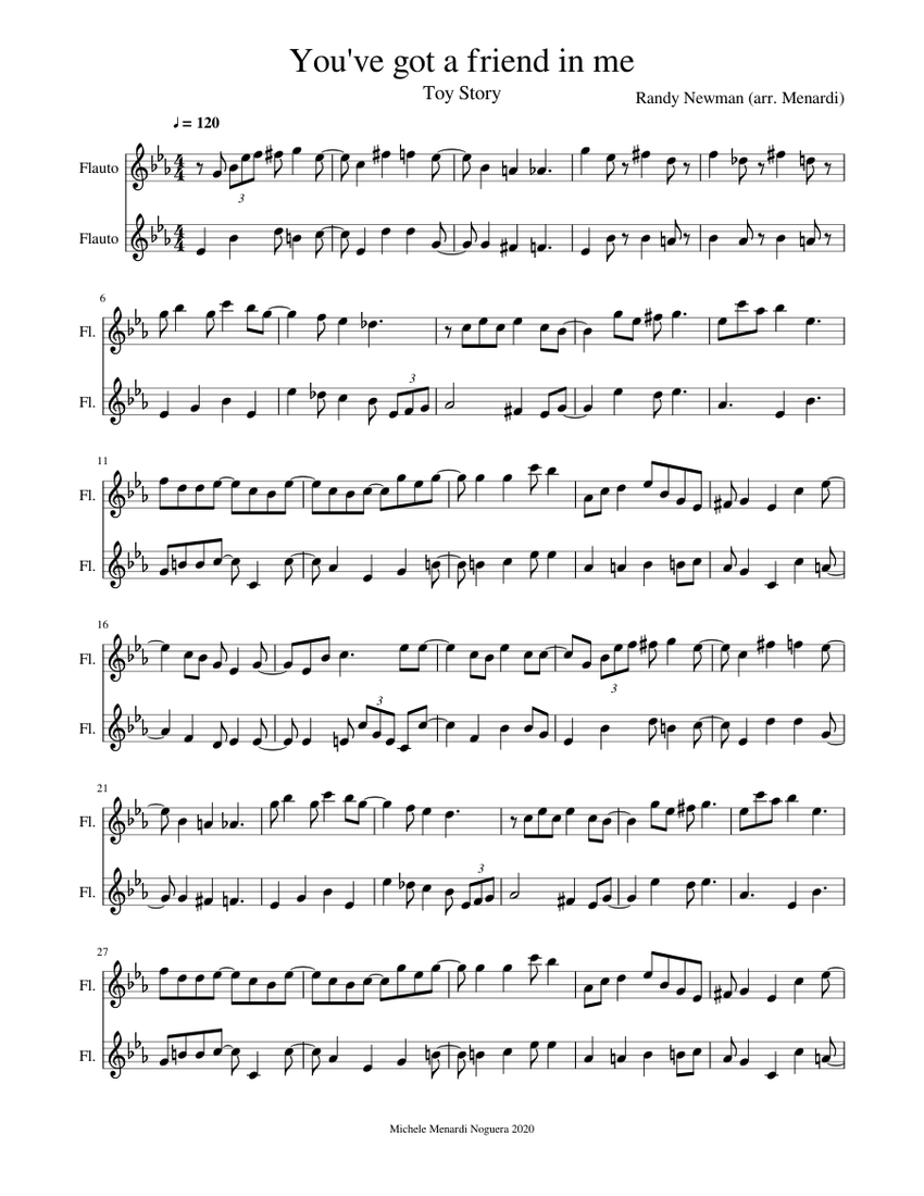 Toy Story - You've got a friend in me (for flute duet) Sheet music for  Flute (Woodwind Duet) | Musescore.com