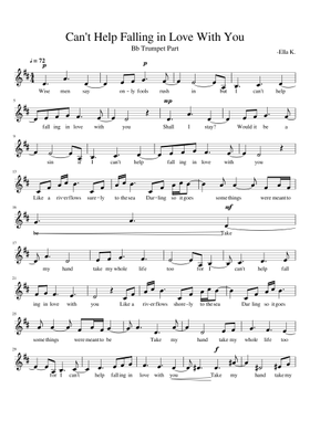 Can T Help Falling In Love Sheet Music Free Download In Pdf Or Midi On Musescore Com