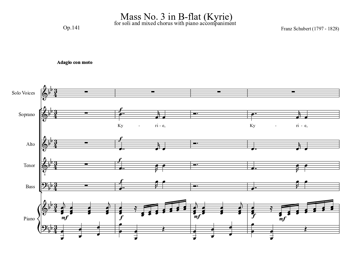 Schubert's Mass No. 3 in B-flat (Kyrie)