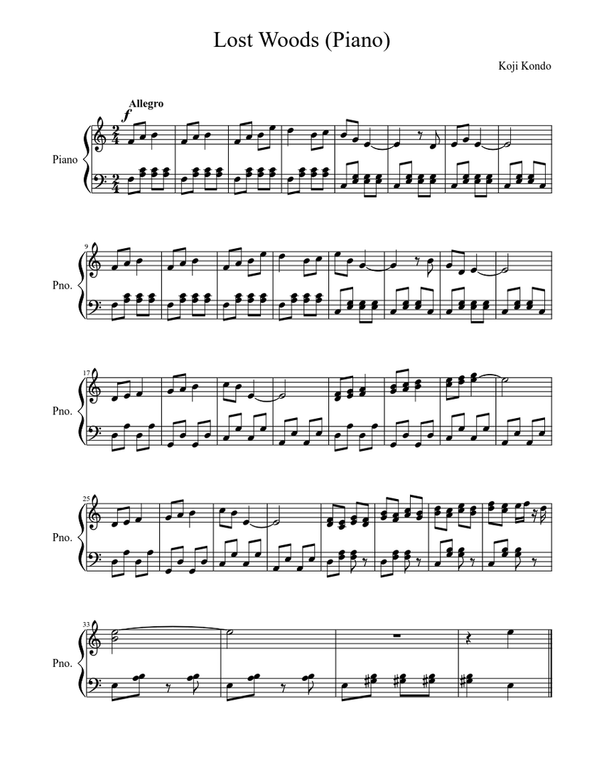 Ocarina of Time: Lost Woods (Piano) Sheet music for Piano (Solo) |  Musescore.com