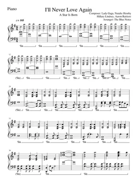 Free I'll Never Love Again by Lady Gaga sheet music | Download PDF or print  on Musescore.com