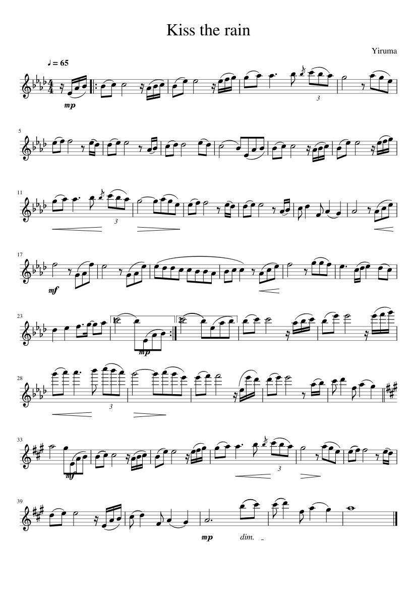 Kiss the rain Sheet music for Flute (Solo)