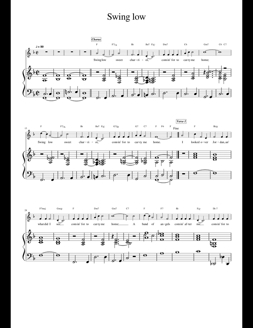 Swing Low Sheet Music For Piano, Vocals (Solo) | Musescore.com