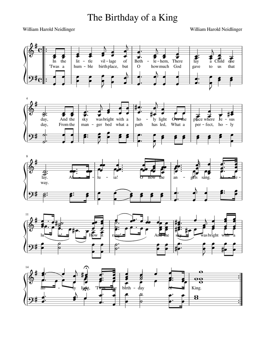 The Birthday of a King Sheet music for Piano (Solo) | Musescore.com