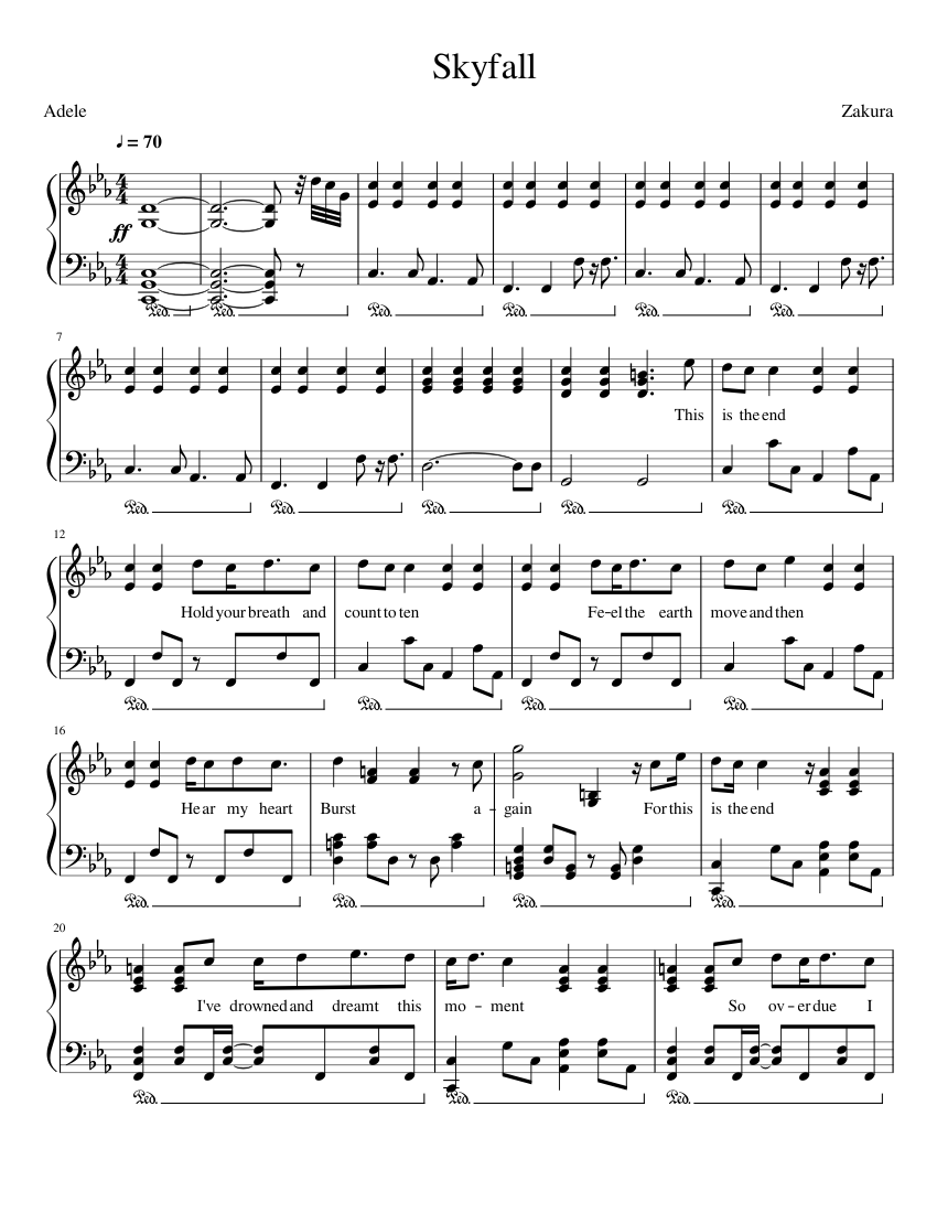 Adele - Skyfall Sheet music for Piano (Solo) | Musescore.com