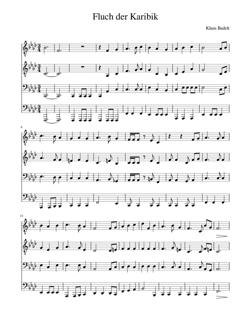Fluch der Karibik Sheet music for Piano (Mixed Quartet) | Musescore.com