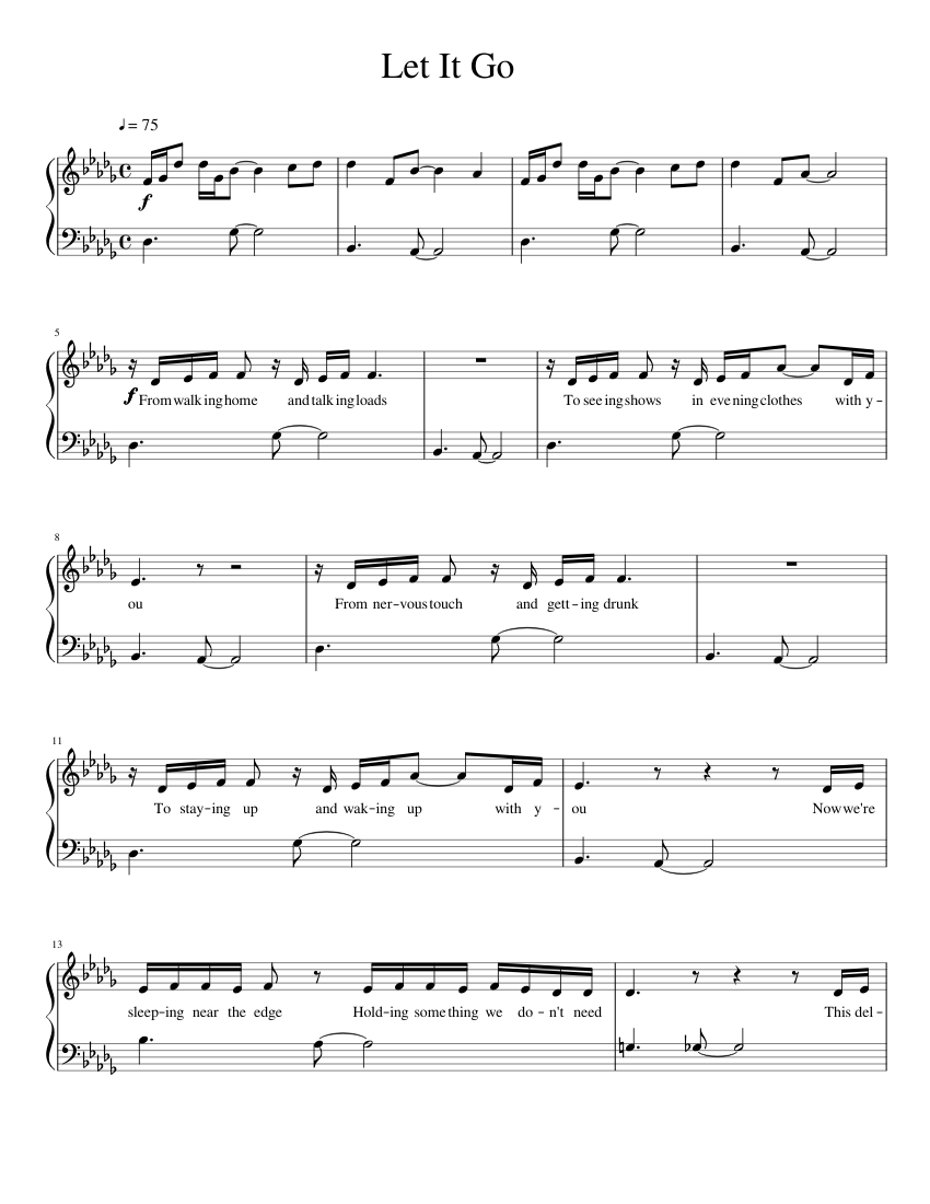 Piano Notes For Let It Go