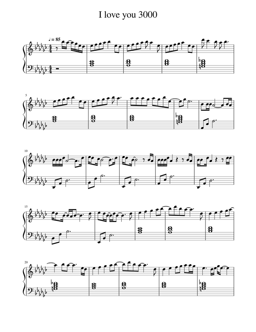 I love you 3000 Sheet music for Piano (Solo) | Musescore.com