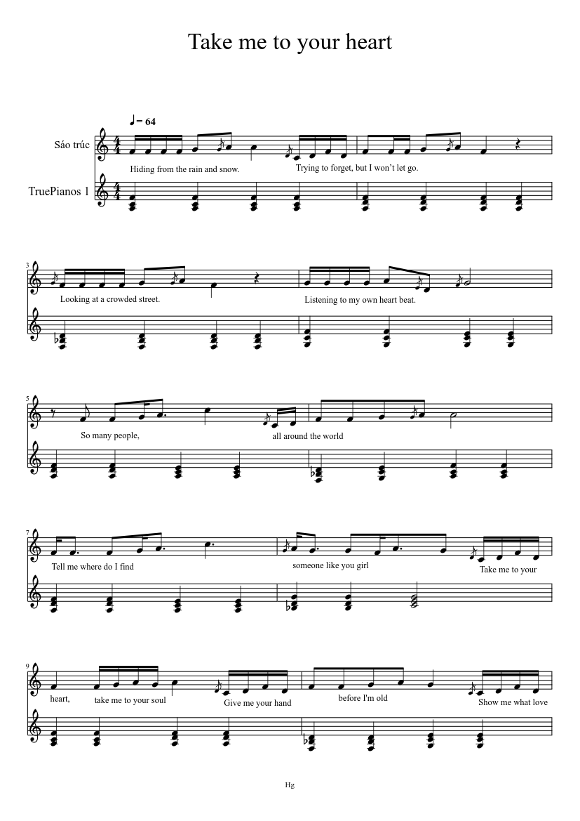 Take me to your heart Sheet music for Piano (Solo) | Musescore.com