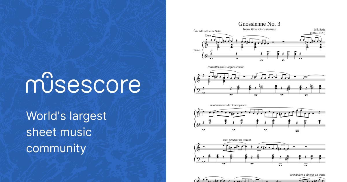 Gnossienne No. 3 Sheet music for Piano (Solo) | Musescore.com