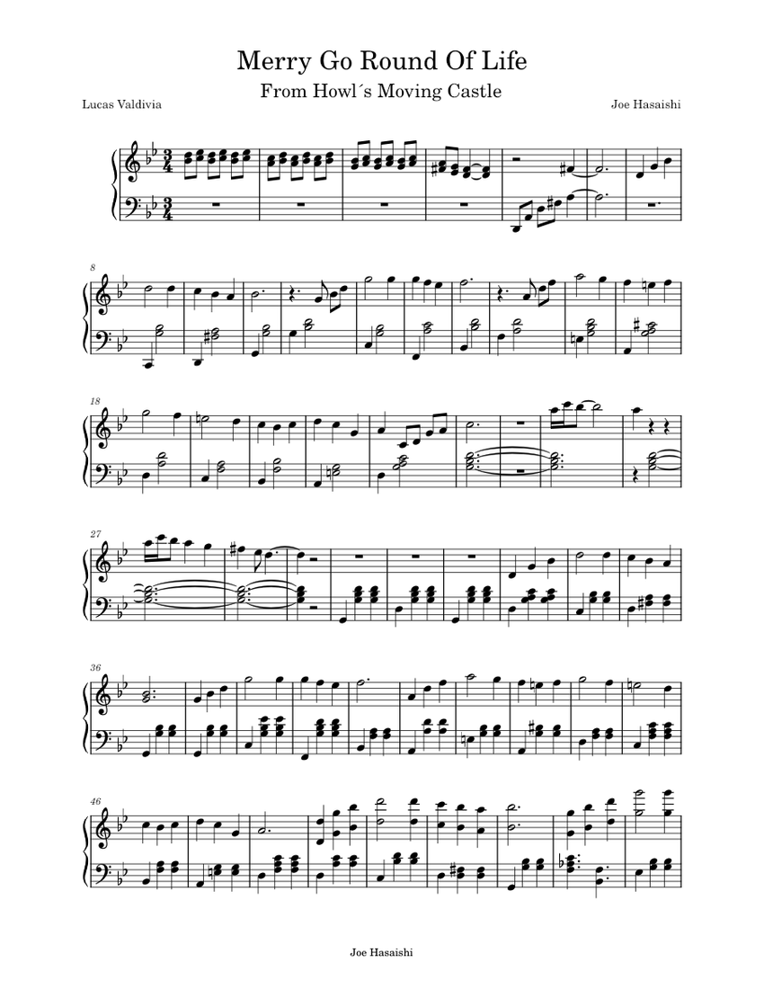 Merry-Go-Round of Life – Joe Hisaishi Merry-Go-Round of Life Sheet music for Piano (Solo) Easy ...