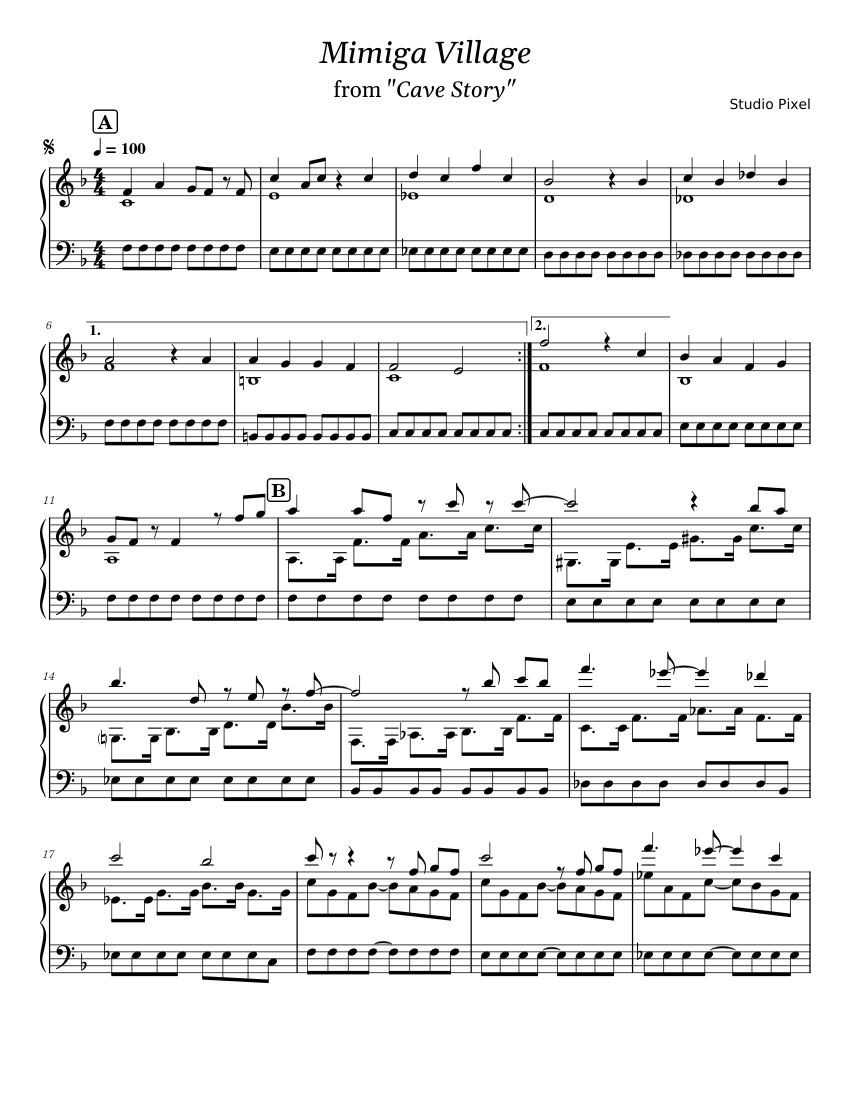 Mimiga Village - Cave Story Sheet music for Piano (Solo) | Musescore.com