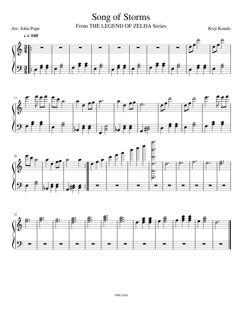 Song of Storms (From THE LEGEND OF ZELDA Series) Sheet music for Piano