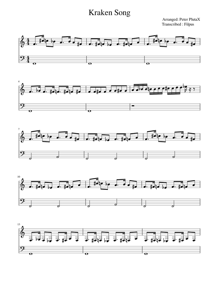 Kraken Song Sheet music for Piano (Solo) Easy | Musescore.com