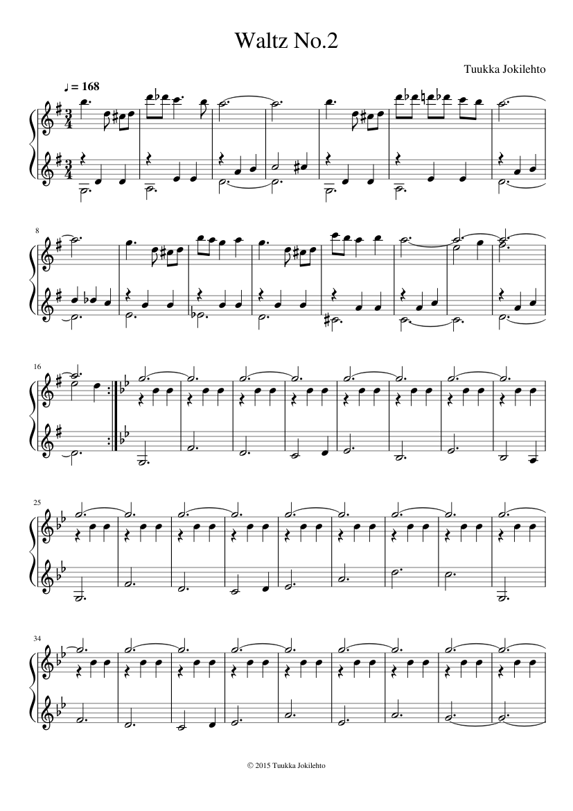 Waltz No.2 Sheet Music for Piano (Solo) easy | MuseScore.com