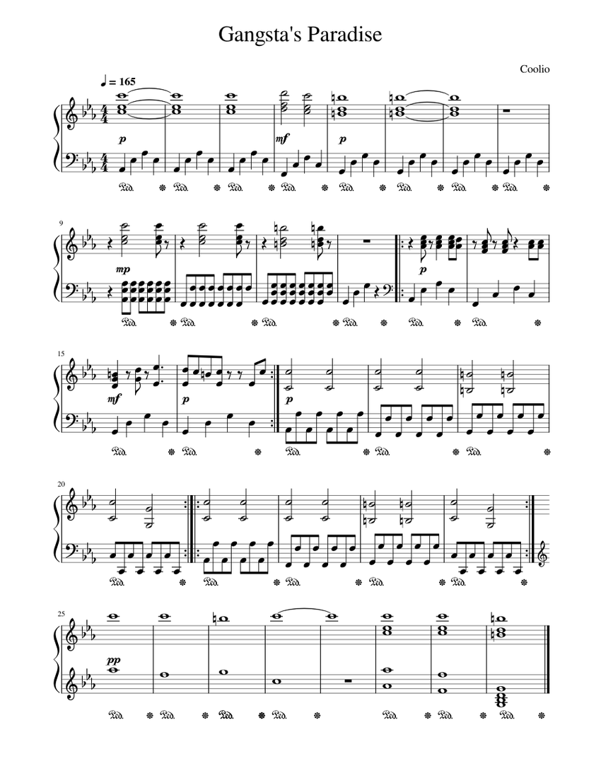 Gangsta's_Paradise Sheet music for Piano (Solo) | Musescore.com