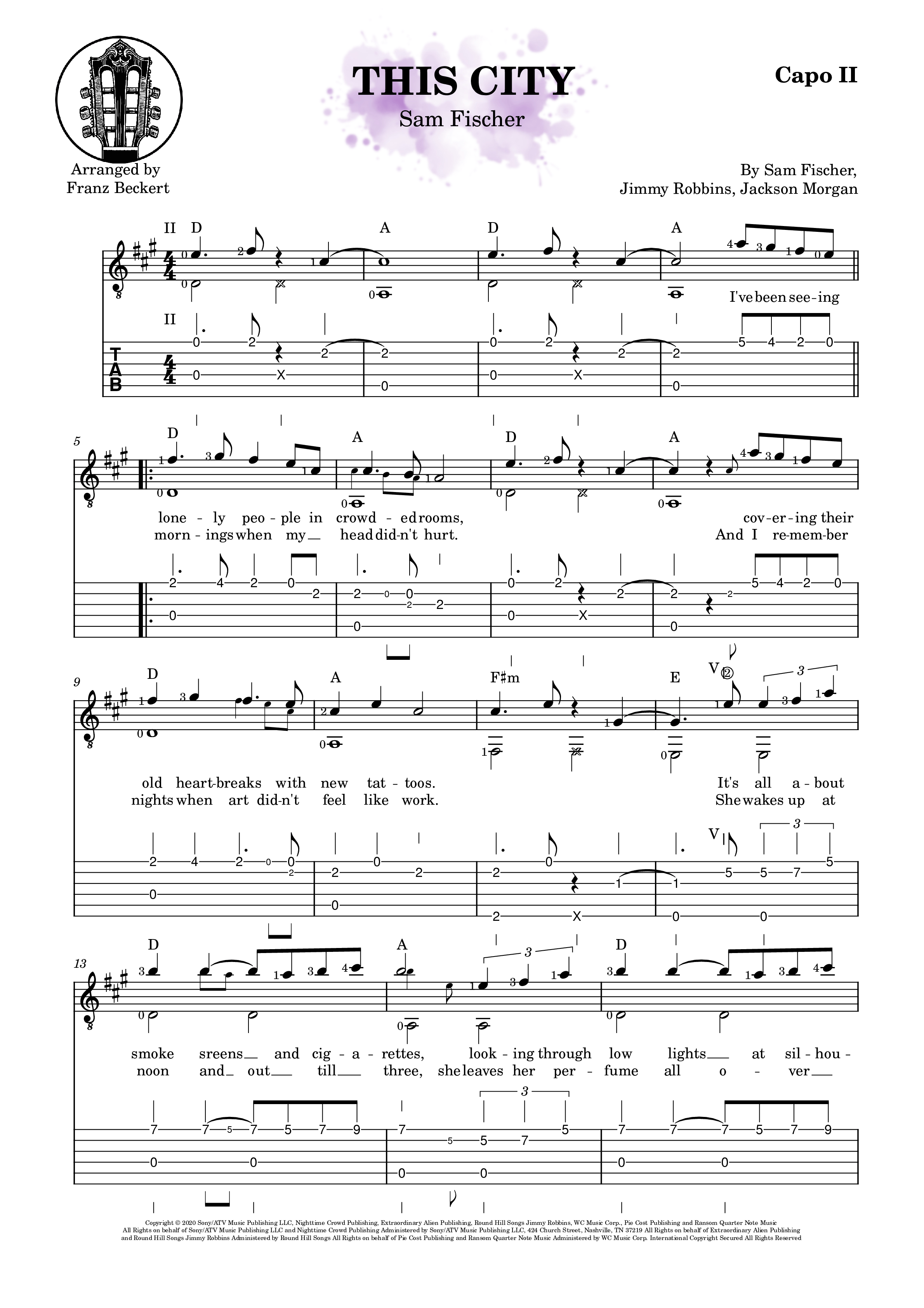 This city の公式楽譜を演奏する by Sam Fischer ギター | MuseScore.com