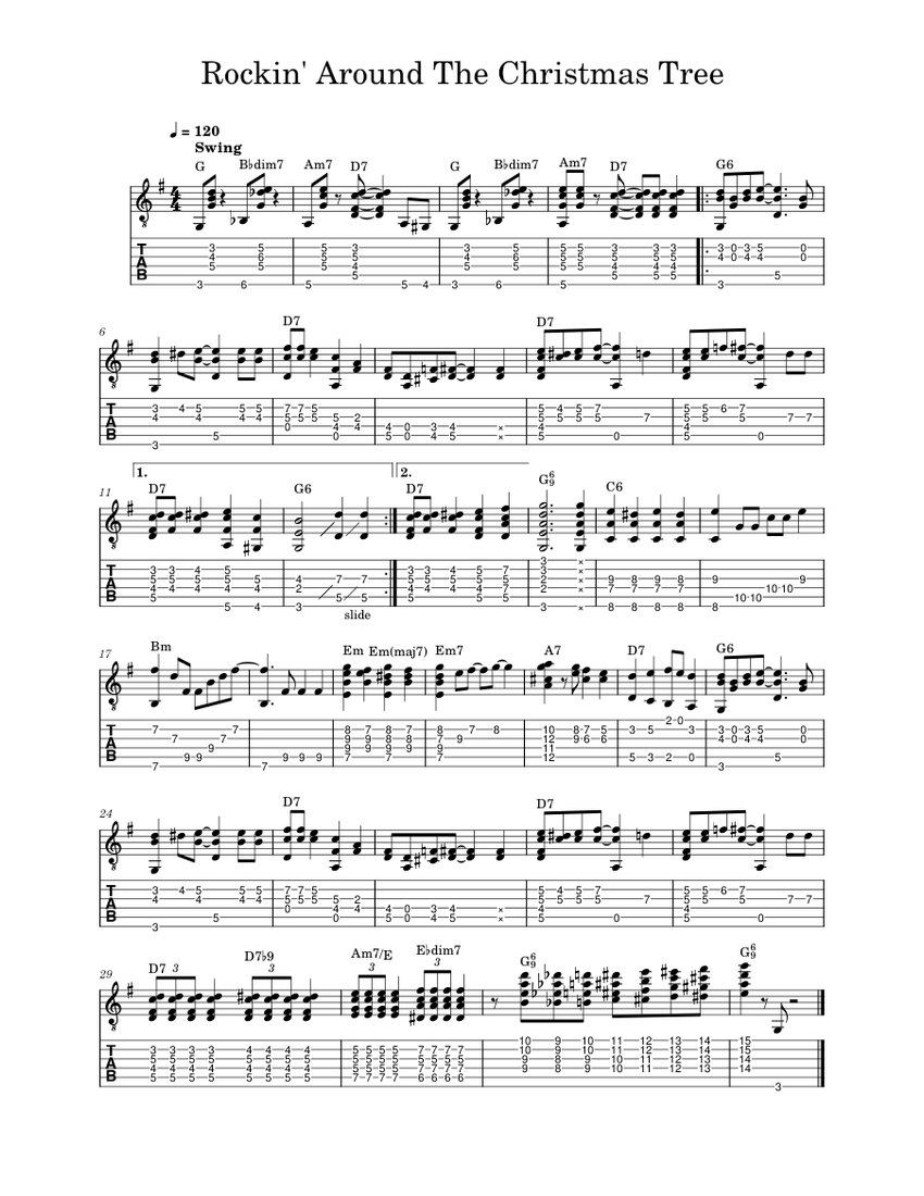 Rockin´Around the Christmas Tree Sheet music for Guitar (Solo)  Musescore.com