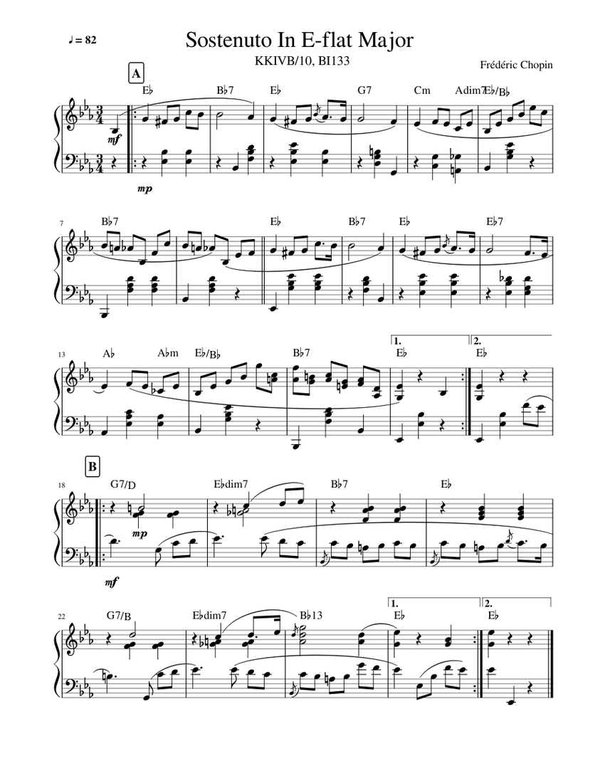 Sostenuto In E flat Major_Chopin Sheet music for Piano ...