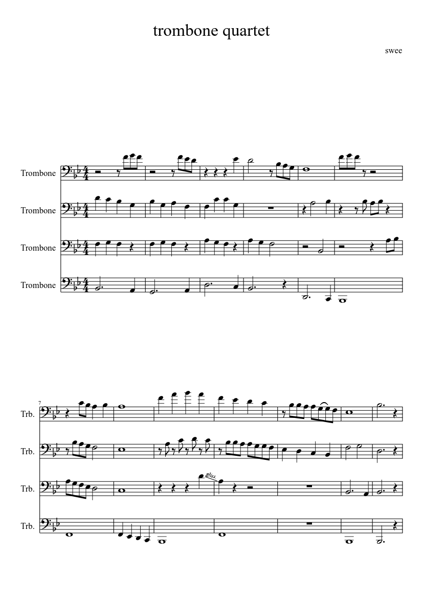 trombone quartet Sheet Music for Trombone (Mixed Quartet) | MuseScore.com