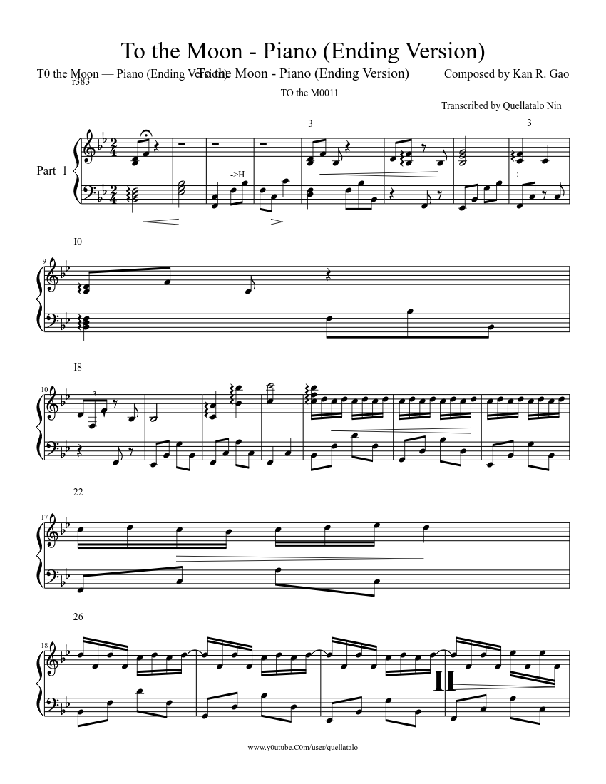 To The Moon Ending Version Sheet Music For Piano Solo Musescore Com