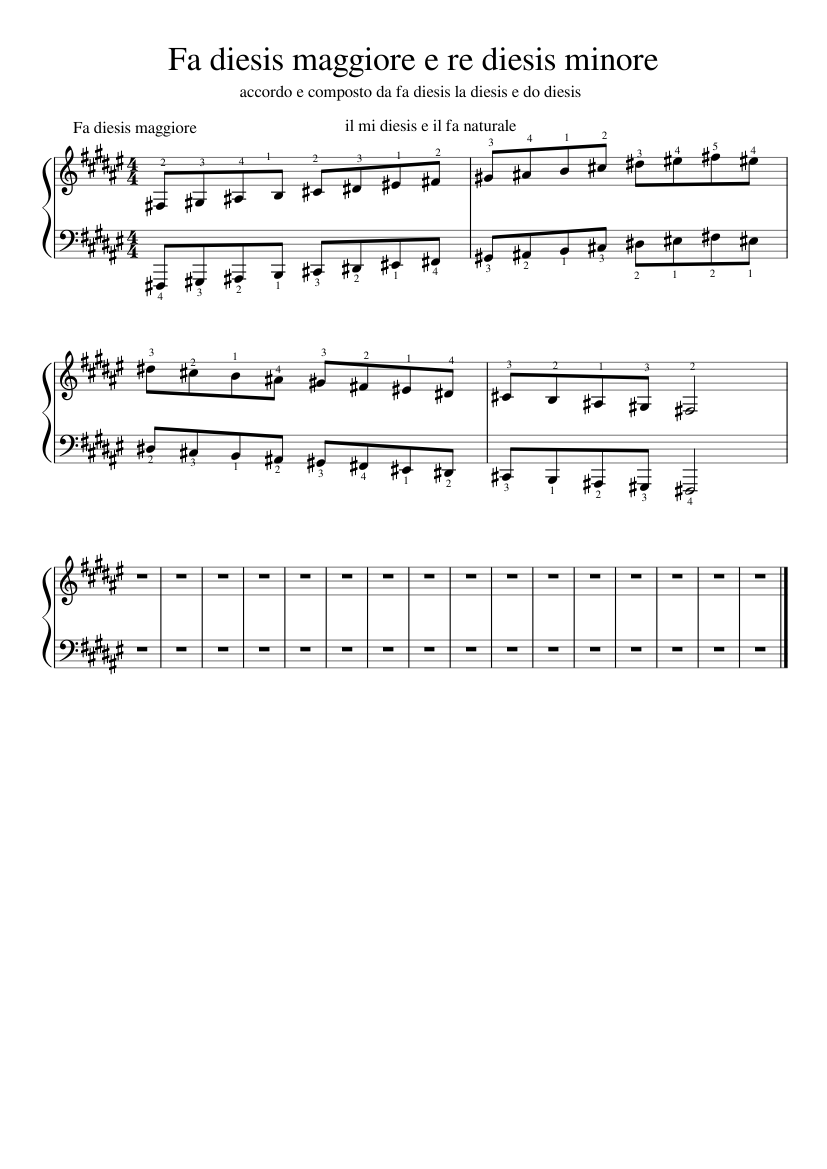 Fa diesis maggiore e re diesis minore Sheet music for Piano (Solo) |  Musescore.com